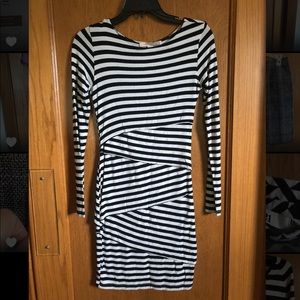 Cotton stripe print mini dress